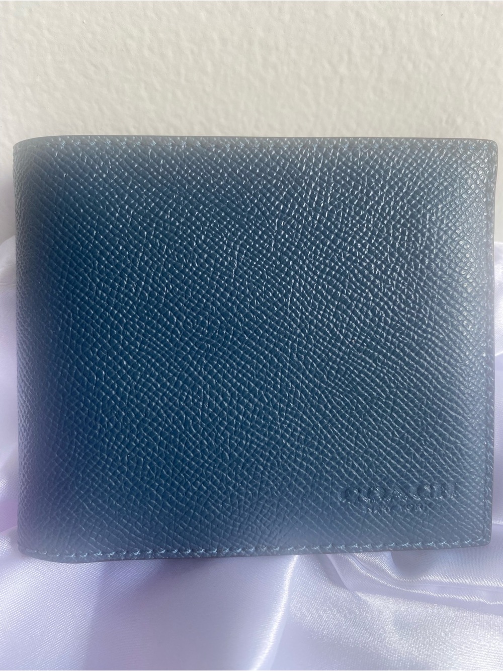 Coach Men’s Pebbled Leather Bifold Wallet - Navy Teal